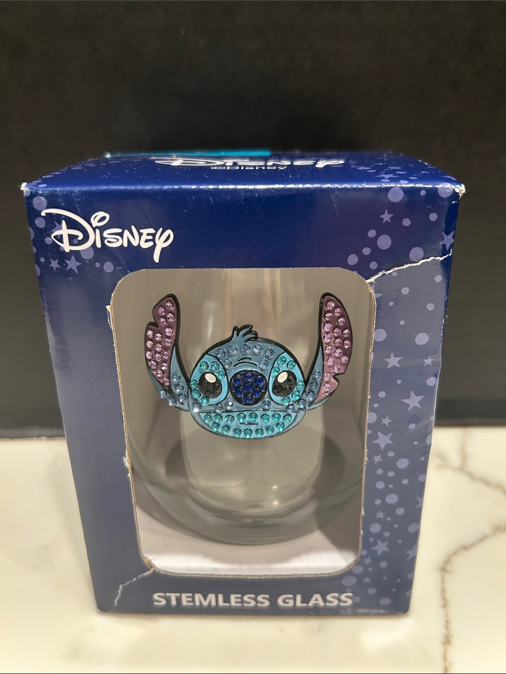 Disney Stitch Stemless Plastic Glass with Bling Accents, NEW